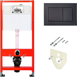 TECE Инсталляция для подвесного унитаза с черной матовой клавишей смыва с шумоизоляцией base арт. 9400414 TECE Инсталляция для подвесного унитаза с черной матовой клавишей смыва с шумоизоляцией base арт. 9400414