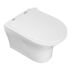 Azario Подвесной унитаз 485x360x365 безободковый с сиденьем микролифт, FRETTA ROUND - AZ-2617E