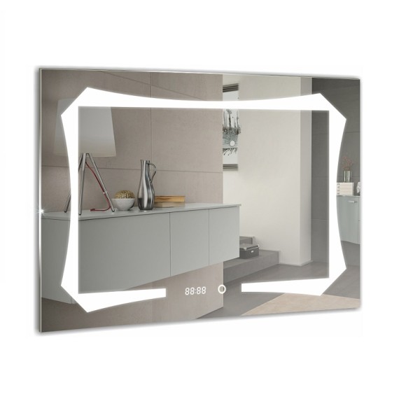 Azario Зеркало OTTO-4 800х600 c подсветкой и диммером, сенсор выкл+часы, Otto арт. ФР-00001398