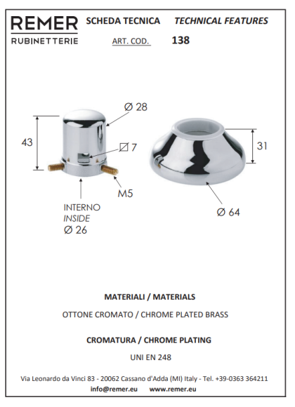 Remer Отражатель 138, цвет: хром