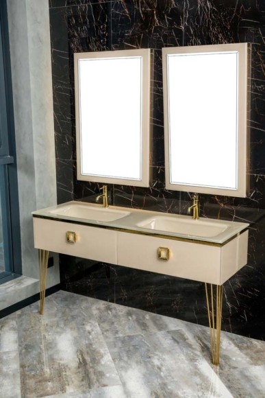 Boheme столешница стекло 140см моноблок светло-goldй, арт. 852-140-Light Gold