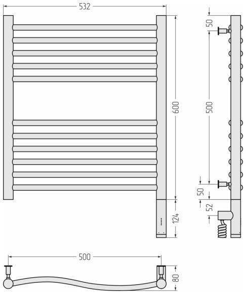 Электрический полотенцесушитель Флюид 3.0 600х500 МЭМ правый (матовый белый) Сунержа арт. 30-5821-6050 Электрический полотенцесушитель Флюид 3.0 600х500 МЭМ правый (матовый белый) Сунержа арт. 30-5821-6050