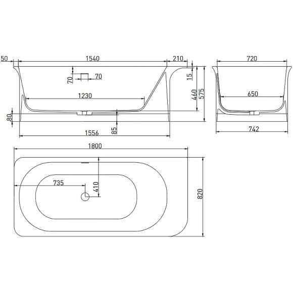 Salini Ванна 180x82 NINFEA, арт. 102721MRH