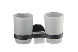 Держатель стакана двойной, матовое стекло, Haiba, черный арт. HB8708 Держатель стакана двойной, матовое стекло, Haiba, черный арт. HB8708