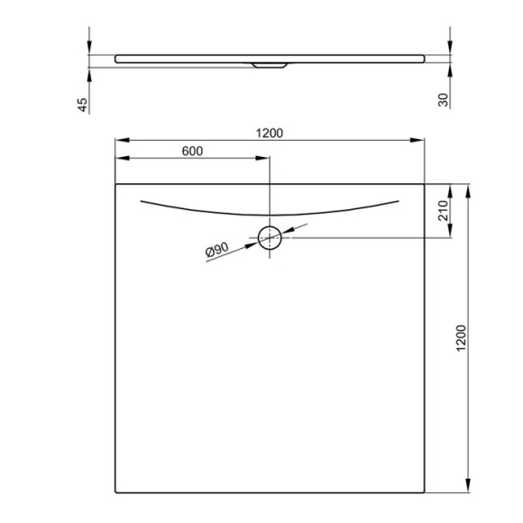 Bette Душевой поддон Side квадратный 120х120, D 90 см, белый арт. 3391-000