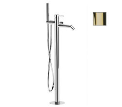 Remer Напольный смеситель для ванны Metrica MC08DO с переключателем и душевым комплектом, золото глянцевый Remer Напольный смеситель для ванны Metrica MC08DO с переключателем и душевым комплектом, золото глянцевый