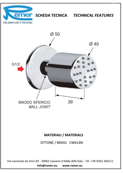 Remer Форсунка для душа N34JETCFP, цвет: черный