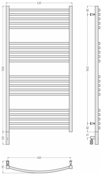 Электрический полотенцесушитель Аркус 3.0 1200х600 МЭМ левый (тёмный титан муар) Сунержа арт. 15-5704-1260
