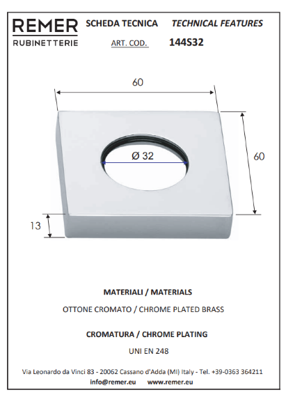 Remer Отражатель 144S32, цвет: хром