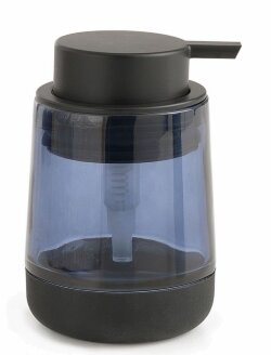 Gedy Настольный стеклянный дозатор с черной пластиковой помпой Nicole, голубой арт. NC80(05)