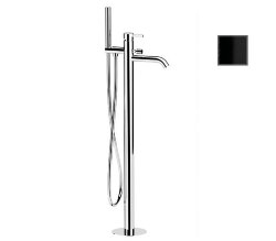 Remer Напольный смеситель для ванны Metrica MC08CFP с переключателем и душевым комплектом, черный глянец Remer Напольный смеситель для ванны Metrica MC08CFP с переключателем и душевым комплектом, черный глянец