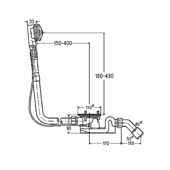 Bette Слив-перелив Rotaplex R5, удлиненный, диаметр 90мм, хром арт. B608-901