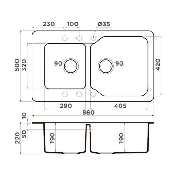 Omoikiri Кухонная мойка Maru 86-2-BE, бежевый арт. 4993285 Omoikiri Кухонная мойка Maru 86-2-BE, бежевый арт. 4993285