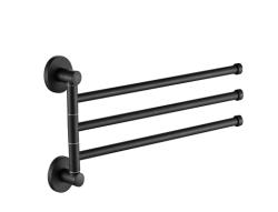 Держатель для полотенец тройной, поворотный 400 мм, Haiba, черный арт. HB8713 Держатель для полотенец тройной, поворотный 400 мм, Haiba, черный арт. HB8713