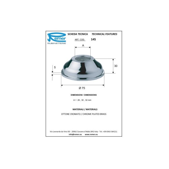 Remer Отражатель 3" 14530, цвет: хром Remer Отражатель 3" 14530, цвет: хром