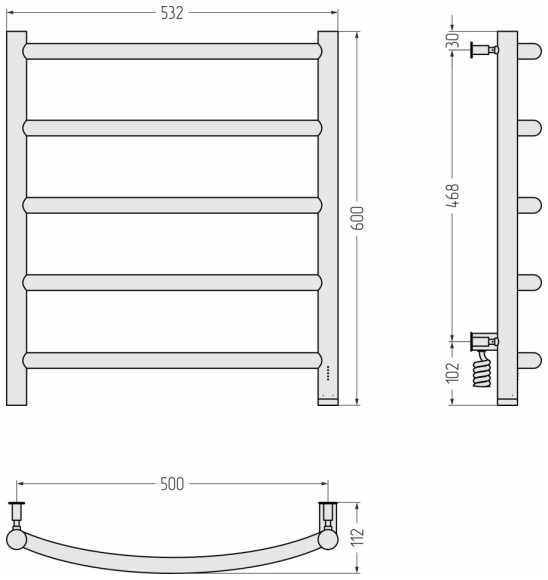 Электрический полотенцесушитель Галант 4.0 600х500 МЭМ правый (тёмный титан муар) Сунержа арт. 15-0831-6050