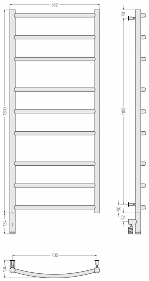 Электрический полотенцесушитель Галант 3.0 1200х500 МЭМ левый (состаренная бронза) Сунержа арт. 05-5800-1250
