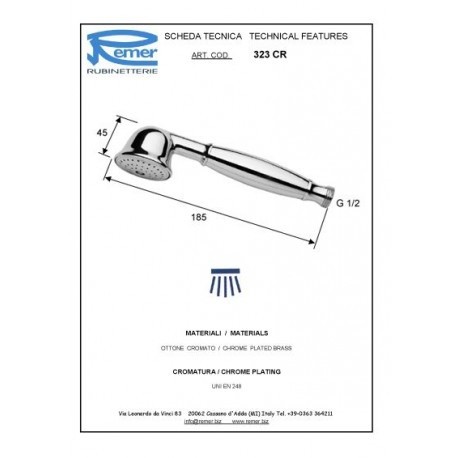 Remer Душевая лейка 323DO, цвет: золото
