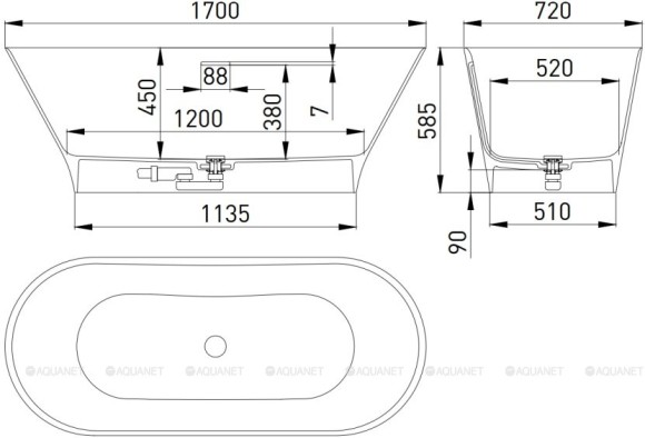 Salini Ванна 170х72 MONA, арт. 102922M