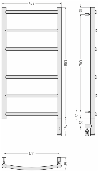 Электрический полотенцесушитель 800х400 МЭМ правый, Галант 3.0 Сунержа, 32-5801-8040 цвет: золотой шёлк 32