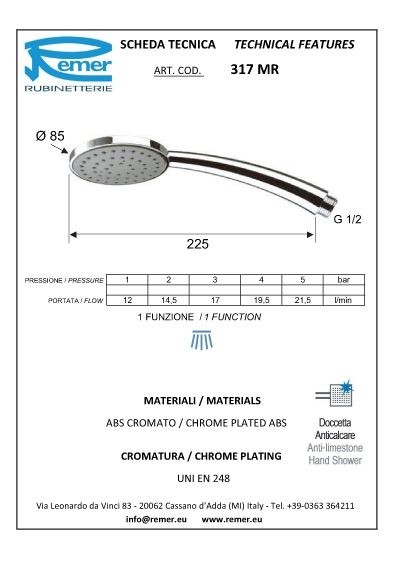 Remer Душевая лейка Triangle 317MRX, цвет: хром