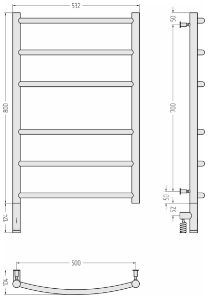 Электрический полотенцесушитель 800х500 МЭМ левый, Галант 3.0 Сунержа, 32-5800-8050 цвет: золотой шёлк 32