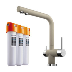 Omoikiri Комплект смеситель+фильтр Nagano-SA + Pure drop Lite 4055.8028 цвет: бежевый Omoikiri Комплект смеситель+фильтр Nagano-SA + Pure drop Lite 4055.8028 цвет: бежевый