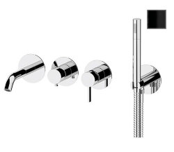 Remer Смеситель для ванной и душа Metrica MC53D2PCFP с ручным душем и гибким шлангом длиной 150 см., черный глянец Remer Смеситель для ванной и душа Metrica MC53D2PCFP с ручным душем и гибким шлангом длиной 150 см., черный глянец