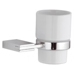 Remer Стакан для зубных щёток Flat FT15CR, цвет: белый|хром Remer Стакан для зубных щёток Flat FT15CR, цвет: белый|хром