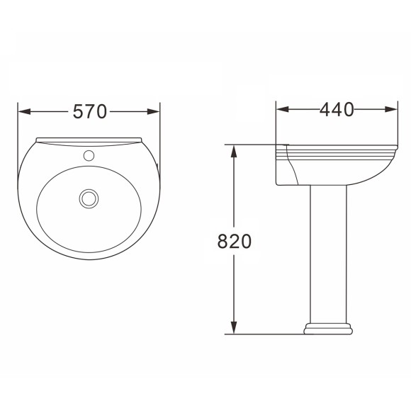 Azario Раковина с пьедесталом BENTY 570х440х820 мм BENTY арт. AZ-337P Azario Раковина с пьедесталом BENTY 570х440х820 мм BENTY арт. AZ-337P