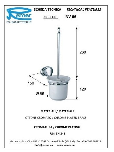 Remer Ёршик для унитаза подвесной Серия 900 NV66NO, цвет: черный Remer Ёршик для унитаза подвесной Серия 900 NV66NO, цвет: черный