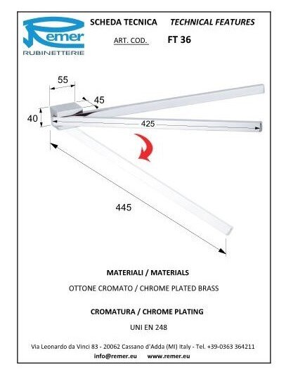 Remer Двойной держатель для полотенца 425 мм Flat FT36CR, цвет: хром Remer Двойной держатель для полотенца 425 мм Flat FT36CR, цвет: хром
