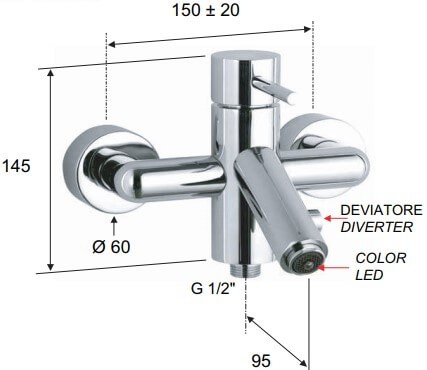 Remer Смеситель для ванны Minimal Color NR05 хром