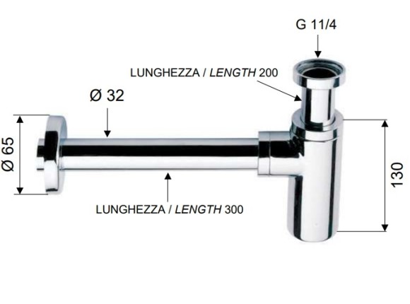 Remer Литой сифон для раковины и биде 958LCFP, цвет: черный