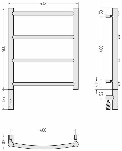 Электрический полотенцесушитель Галант 3.0 500х400 МЭМ левый (сатин) Сунержа арт. 071-5800-5040 Электрический полотенцесушитель Галант 3.0 500х400 МЭМ левый (сатин) Сунержа арт. 071-5800-5040