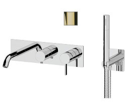 Remer Смеситель для ванной и душа Metrica MC53D2DO с ручным душем и гибким шлангом длиной 150 см., золото глянцевый Remer Смеситель для ванной и душа Metrica MC53D2DO с ручным душем и гибким шлангом длиной 150 см., золото глянцевый