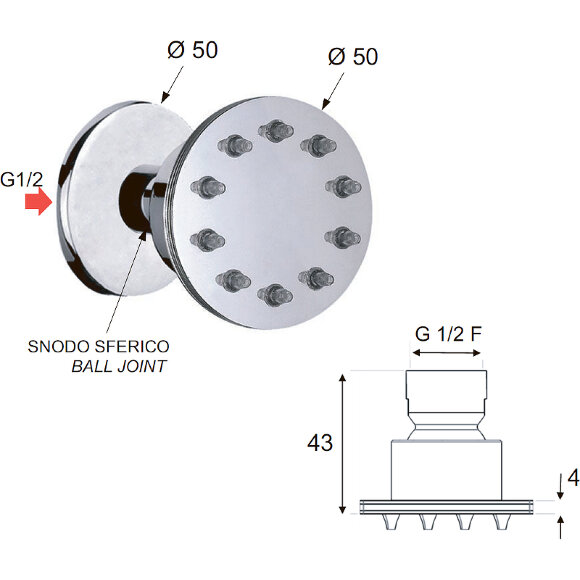 Remer Боковая форсунка NX34JET цвет: хром