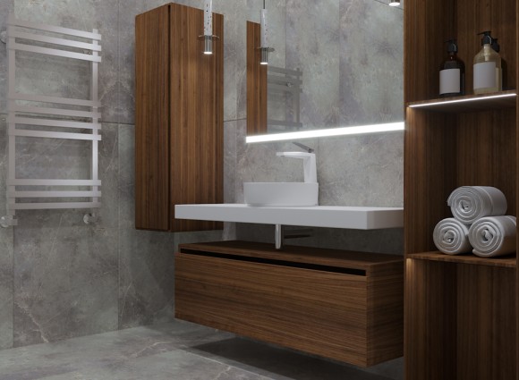 Ящик под столешницу 100см + столешница моноблок DARK OAK VALLESSI UNO-S Armadi Art Flat арт. 897-100-D 1