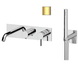Remer Смеситель для ванной и душа Metrica MC53D2BG с ручным душем и гибким шлангом длиной 150 см., золото матовый Remer Смеситель для ванной и душа Metrica MC53D2BG с ручным душем и гибким шлангом длиной 150 см., золото матовый