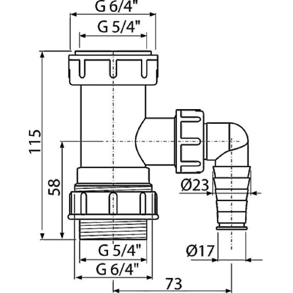 Alcaplast Переходник для сифона со штуцером 5/4, белый арт. A300