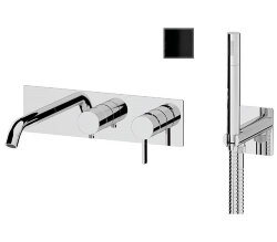 Remer Смеситель для ванной и душа Metrica MC53D2CFP с ручным душем и гибким шлангом длиной 150 см., черный глянец Remer Смеситель для ванной и душа Metrica MC53D2CFP с ручным душем и гибким шлангом длиной 150 см., черный глянец