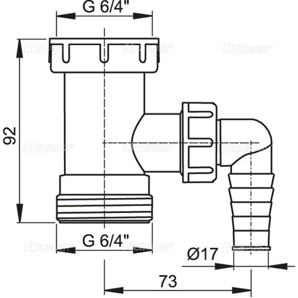 Alcaplast Переходник для сифона со штуцером 6/4, белый арт. A30