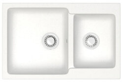 Azario Кухонная мойка Grand 765х500х190 двойная, искусственный мрамор, белая Grand арт. CS00079900