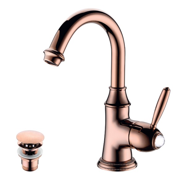 Смеситель для раковины с поворотным изливом, Lemark Spark, розовое золото арт. LM6707RG