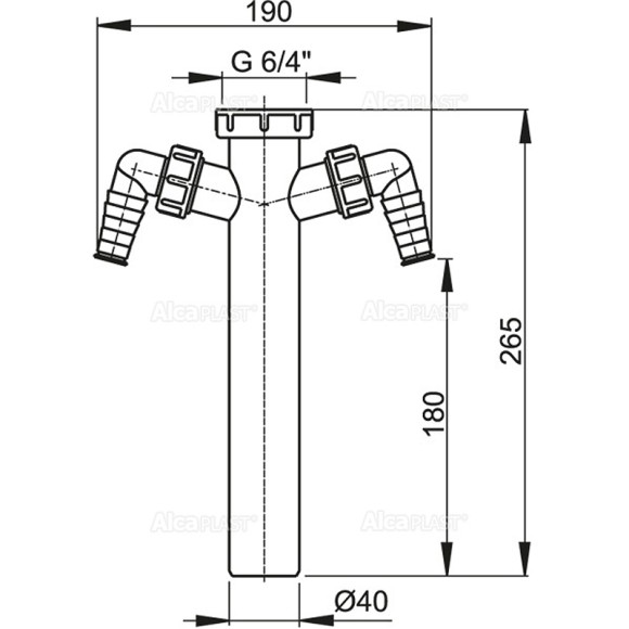 Alcaplast Патрубок для сифона с двумя штуцерами 6/4, белый арт. A44M-DN40 Alcaplast Патрубок для сифона с двумя штуцерами 6/4, белый арт. A44M-DN40