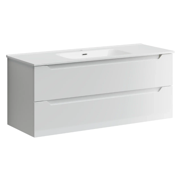 Sancos Тумба подвесная  Norma 2.0 1190х450х500, c двумя ящиками оснащенными доводчиками, белый глянец, арт. NR2.120-1W