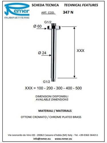 Remer Кронштейн для верхнего душа 100 мм 347N10VO, цвет: бронза