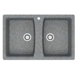Azario Кухонная мойка Elmas 780х500х190 двойная, искусственный мрамор, темно серая Elmas арт. CS00084167