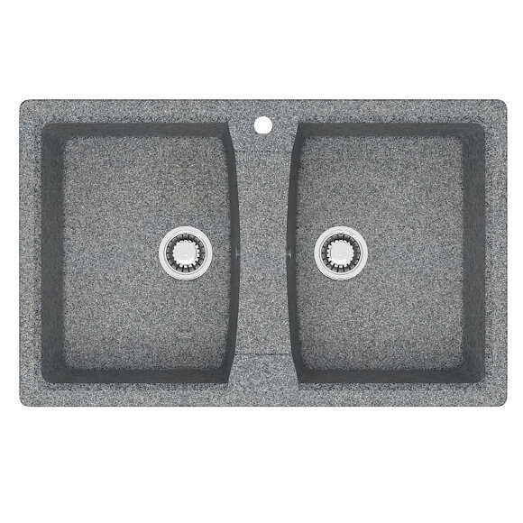 Azario Кухонная мойка Elmas 780х500х190 двойная, искусственный мрамор, темно серая Elmas арт. CS00084167