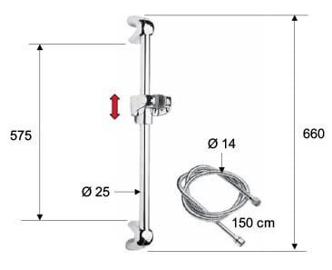 Remer Душевая штанга (шланг в комплекте) 310, цвет: хром